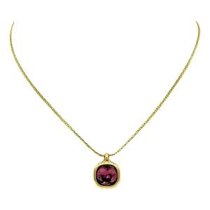 Vintage Christian Dior Gold Tone Amethyst Crystal Pendant Necklace CD Logo